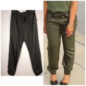 1.State green tie waist joggers